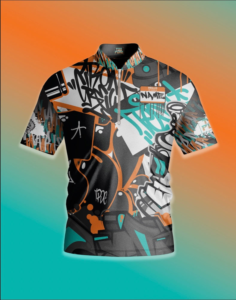 Teal and Orange Graffiti Jersey